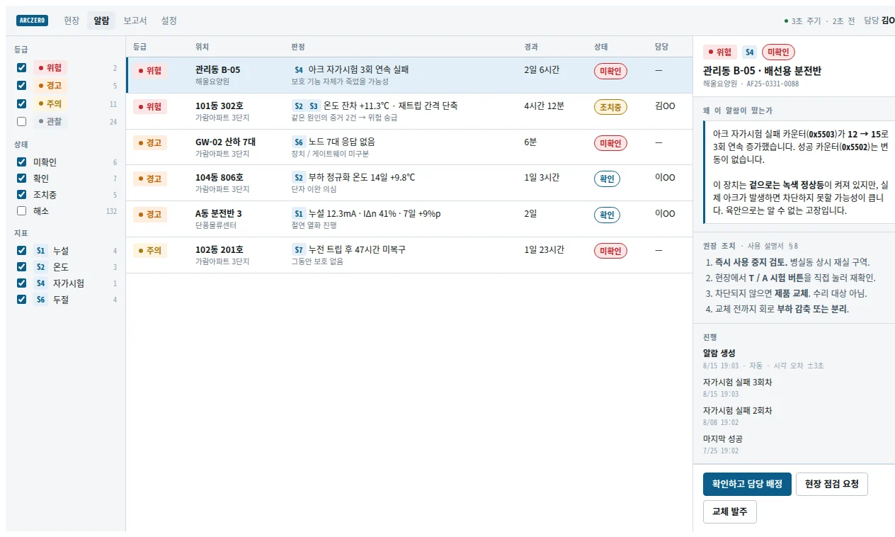 설계안 04 알람 대기열 화면 — 예시 데이터